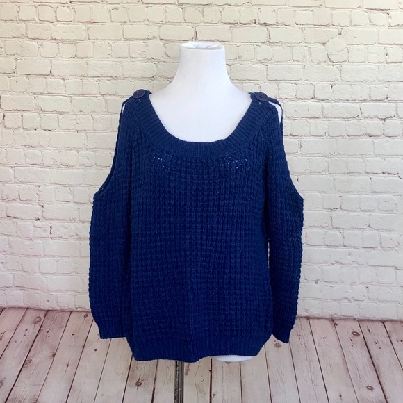 Foreign Exchange Cold Shoulder Sweater - Picture 2 of 8